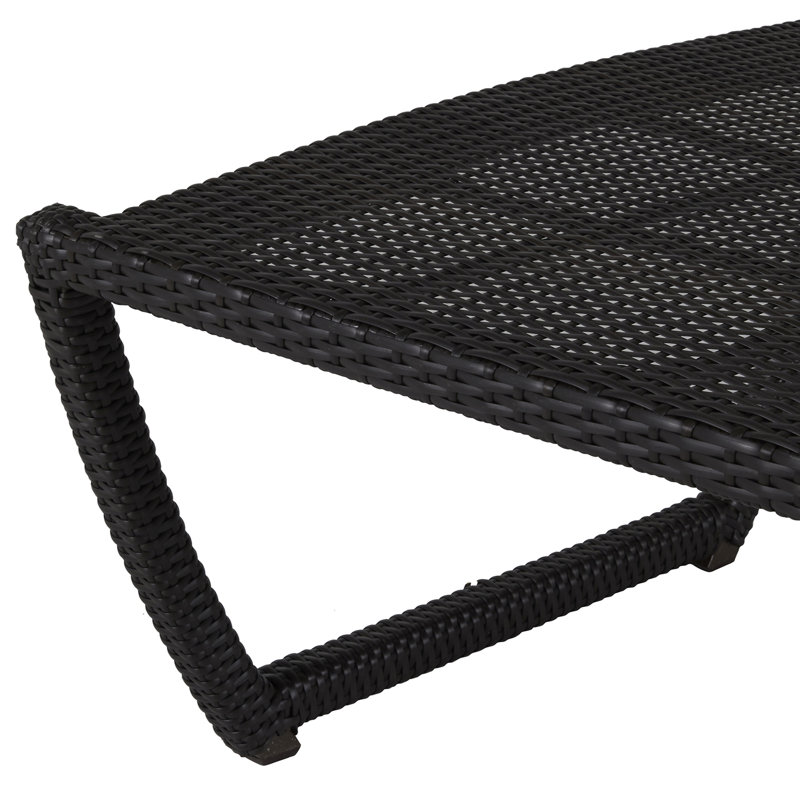 Chaise longue d'extérieur en résine et osier Skye N-Dura, InsideOut® Rollo ‑ lin argent, Pas de soudure, Noyer noir