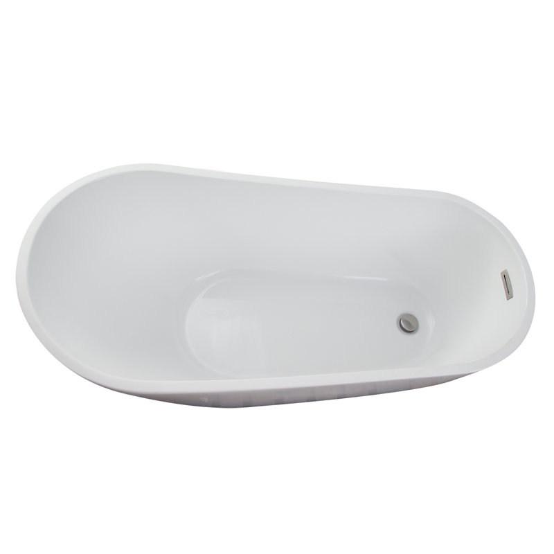 Lorenzo 60'' x 27.5'' Soaking Acrylic Bathtub, Brushed Nickel