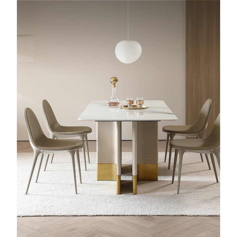 Chaises de salle à manger modernes et simples en cuir gris avec dossiers