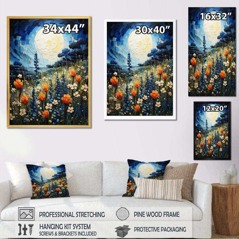 «Blue Bonnets Texan Blues II», reproduction sur toile, H 20 po x l 12 po x P 1 po, Cadre photo blanc