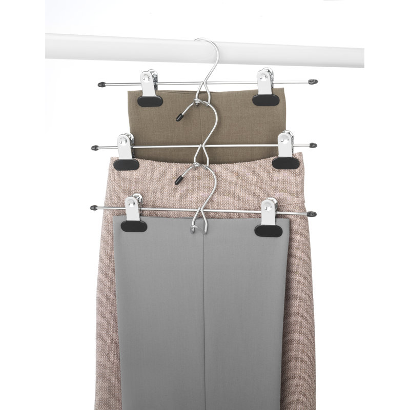 Whitmor Black and Chrome Space-Saving Skirt/Slack Hangers Set