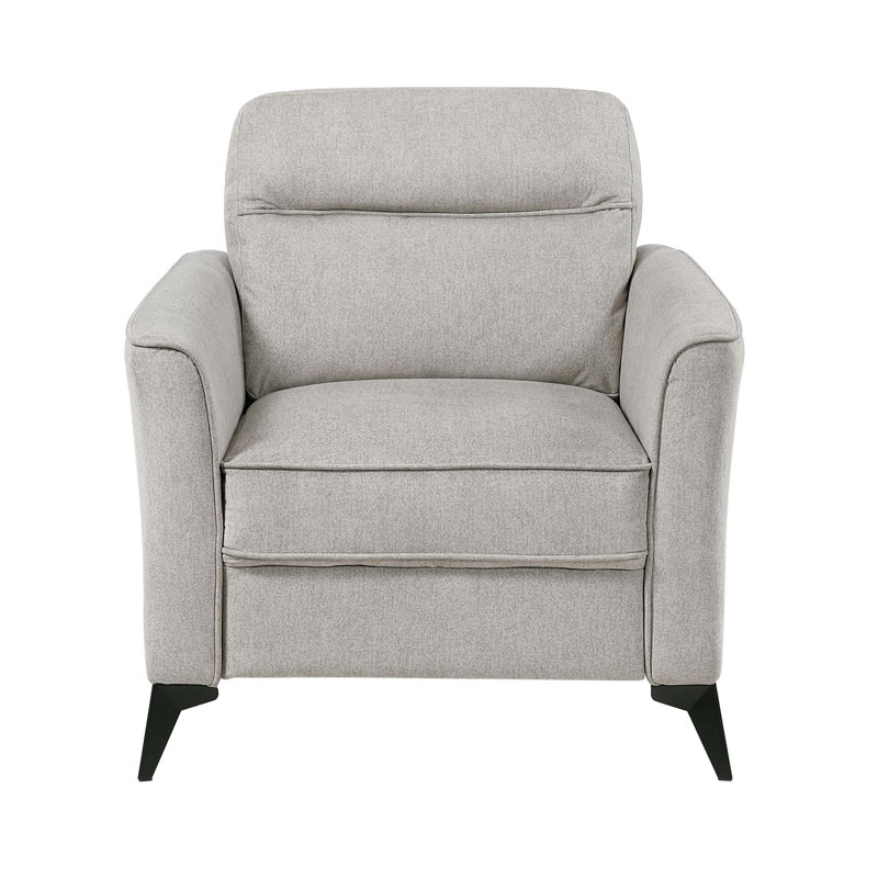 Chaise de salon moderne avec revêtement en microfibre brun clair, coussin confortable et pieds en métal robustes pour un décor contemporain