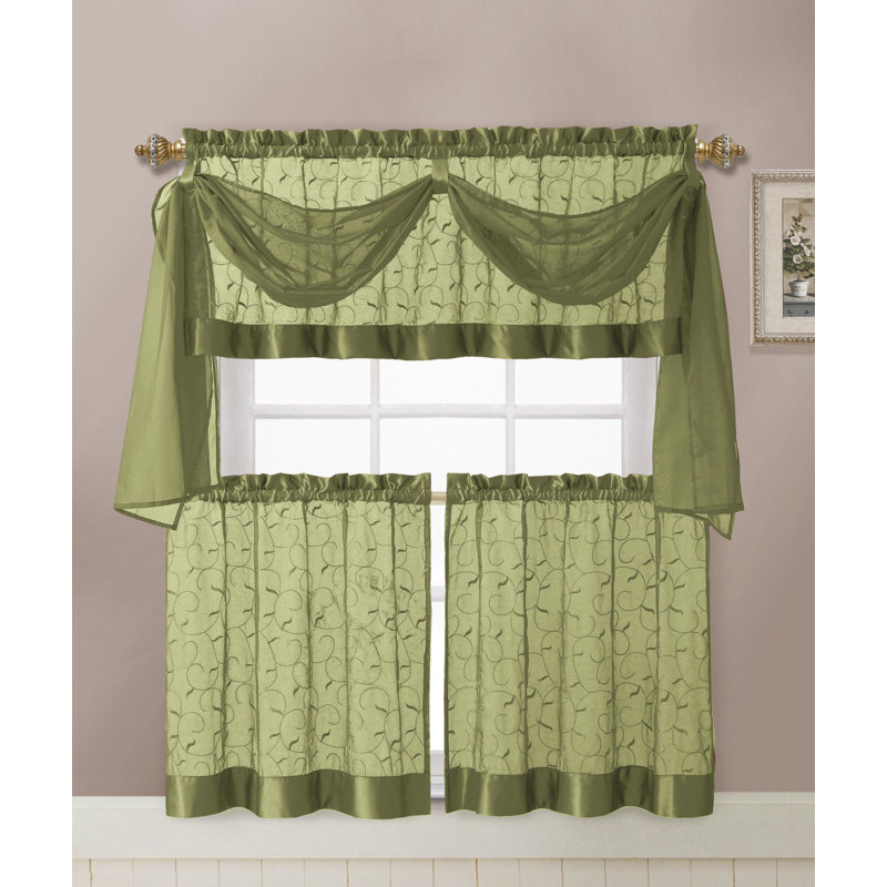 Kenmore Floral Kitchen Curtain, Sage