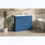 Meuble-lavabo sur pied avec lavabo en céramique, six tiroirs, tiroir central rabattable, portes doubles à fermeture amortie et porte-serviettes réversible, bleu marine-2131513480