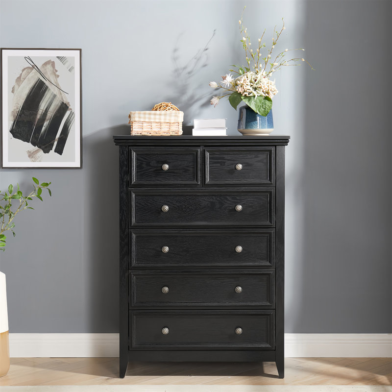 Modern 6 Drawers Dresser 6 Drawers Cabinet, Black