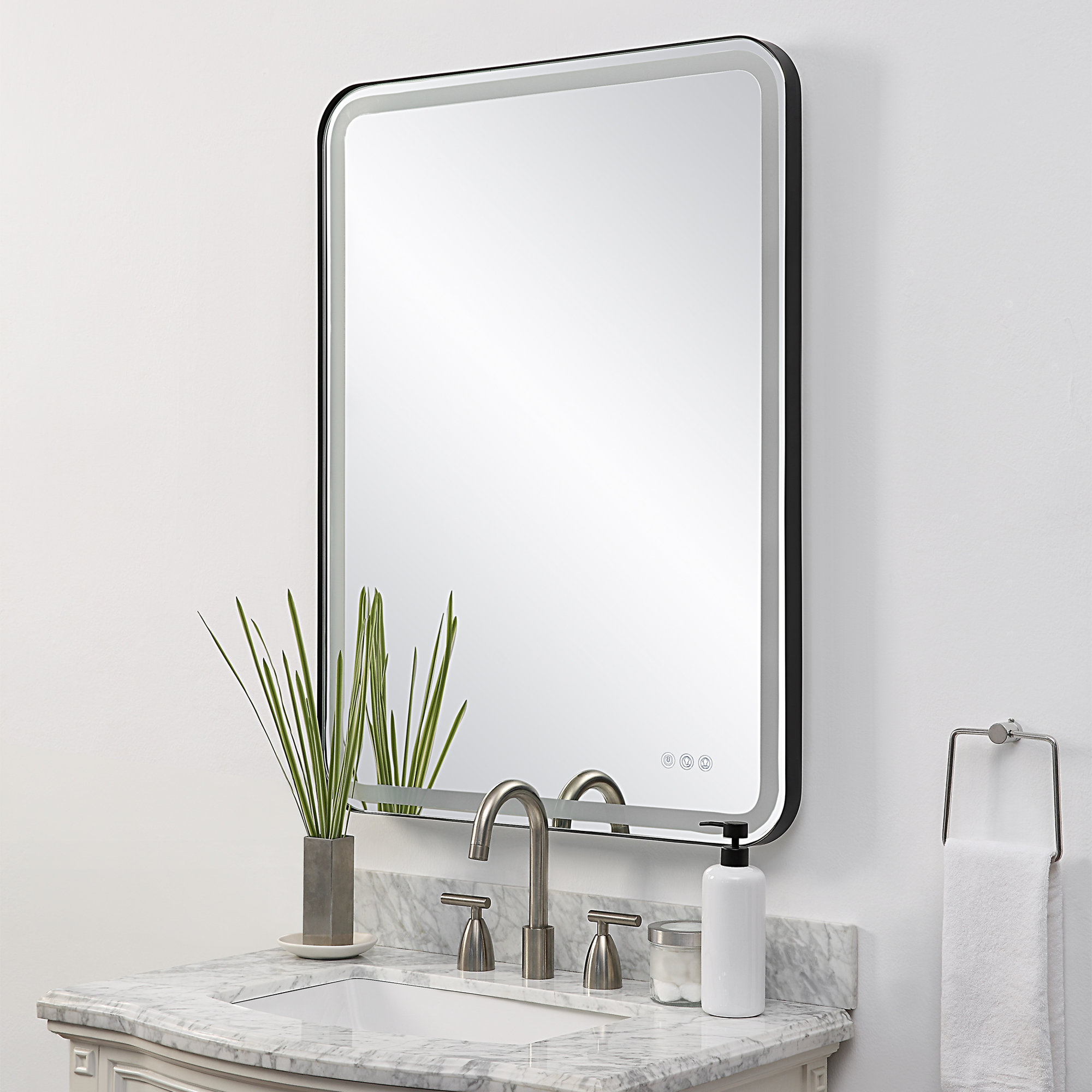 Mattia Rectangle Wall Mirror, Satin Black, 40" x 30"