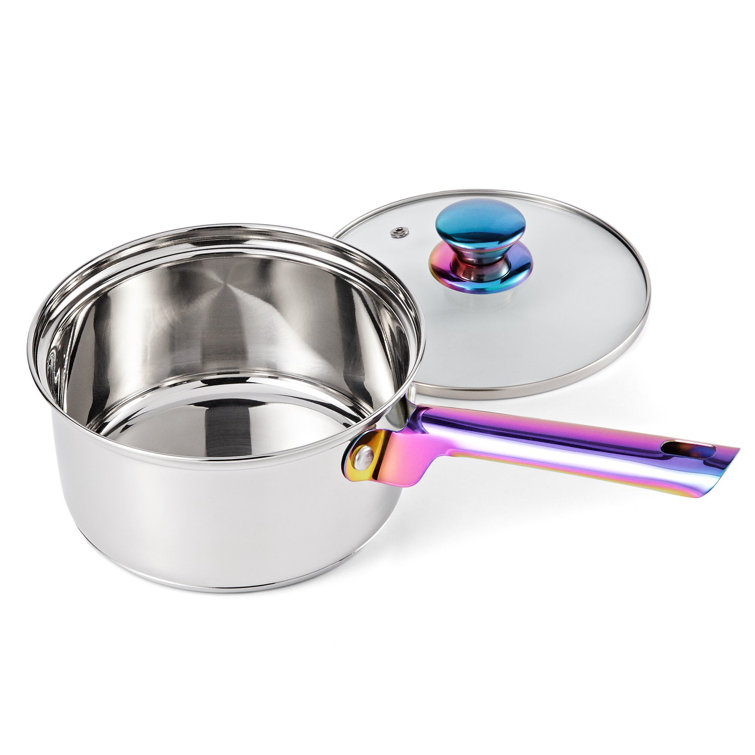 Farberware 9 Piece Set of Stainless Steel Iridescent Rainbow Measuring Cups  and Spoons 