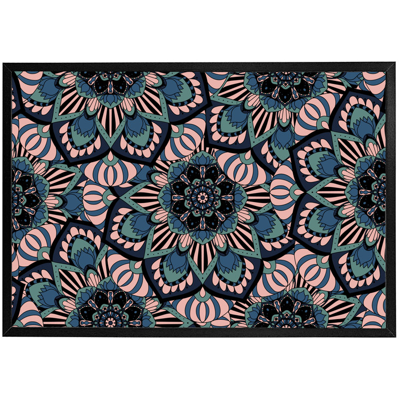 Mandalas Pattern - Single Picture Frame Print, Black, 76cm H x 114cm W x 4cm D