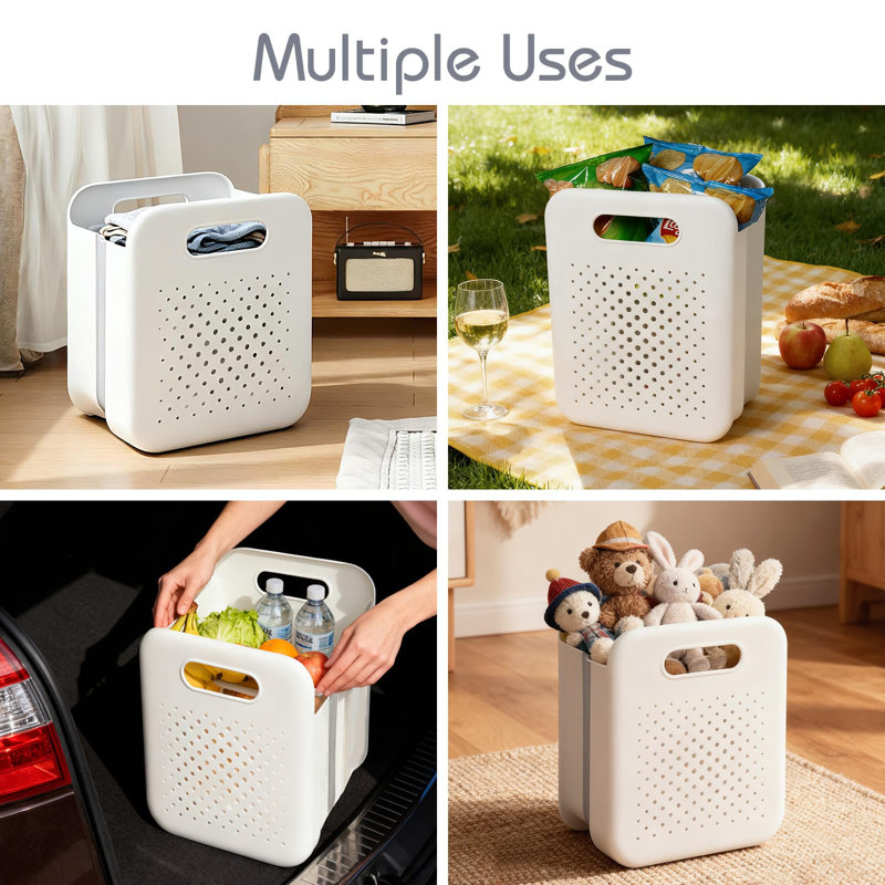 Large Collapsible Laundry Basket, Space-Saving Wall-Mounted Hamper Organizer