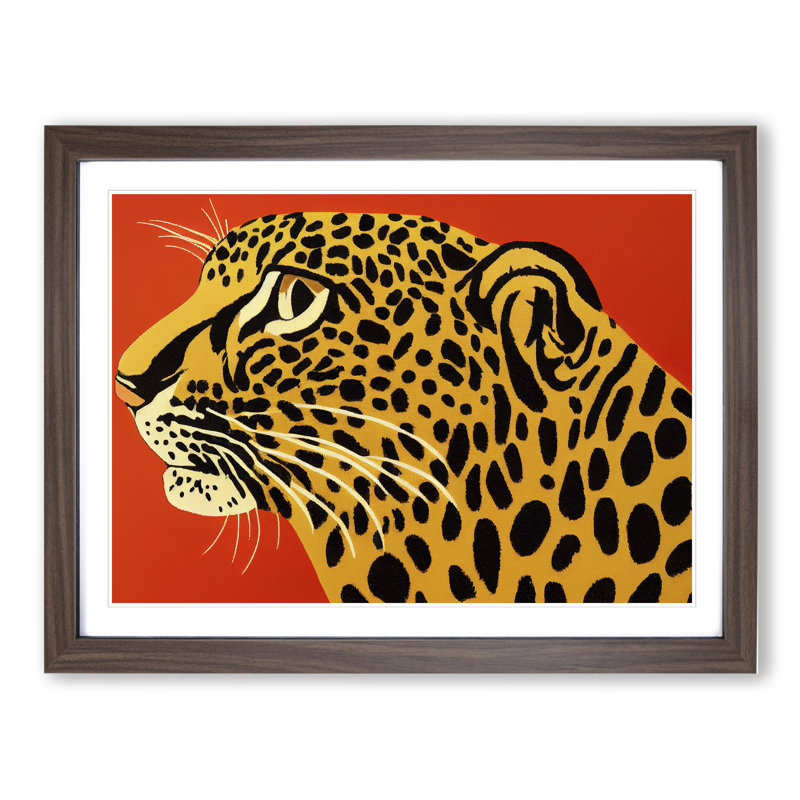Artistic Leopard - Single Picture Frame Print, Walnut, 46cm H x 64cm W