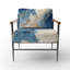 Fauteuil d'appoint rembourré abstrait bleu et or Marble Clouds X-1603376081