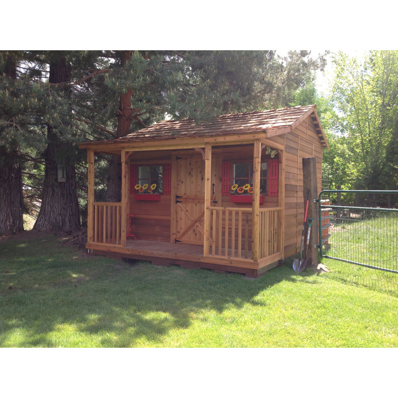 Bunkhouse Western Red Cedar Wood Storage Shed, 117" H x 144" W x 144" D