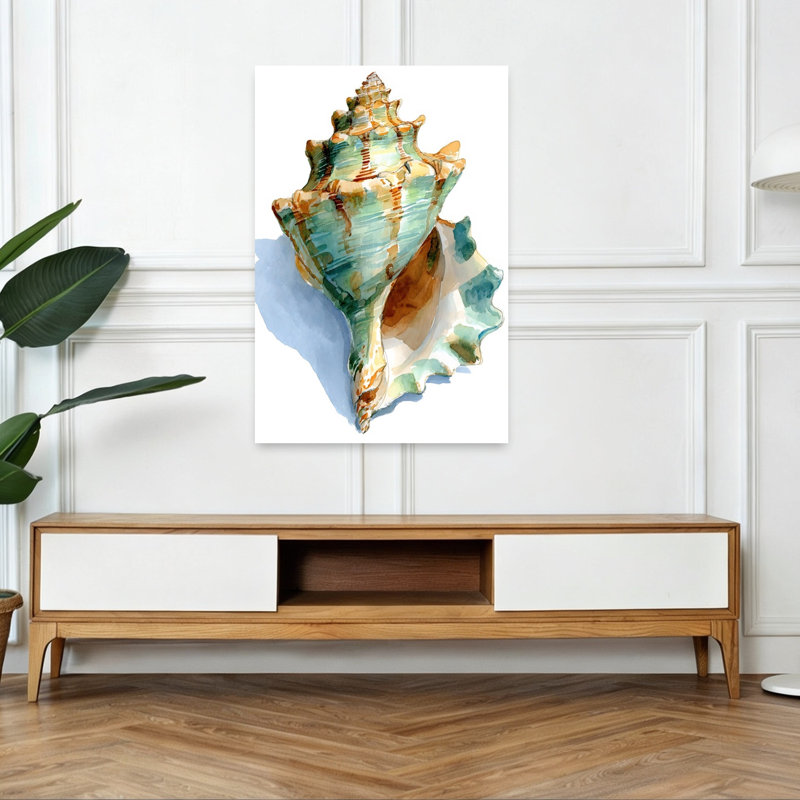 Coquillage en V abstrait, impression murale contemporaine, H 48 po x l 32 po