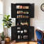 Grands placards de rangement, armoire de cuisine moderne en acier noir de 72 pouces