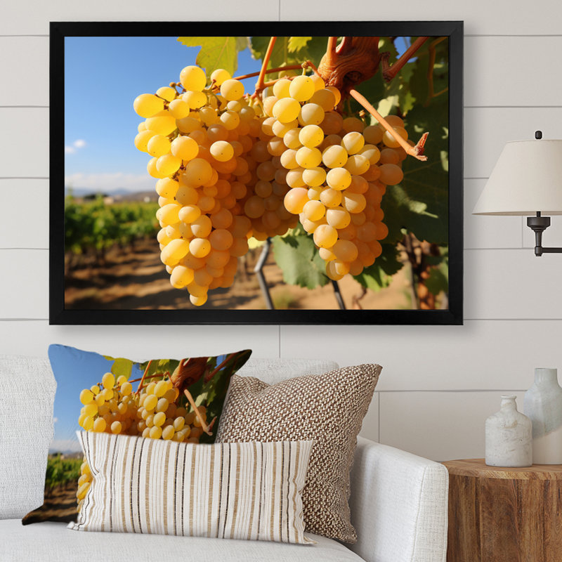 Golden Grapes Vineyard I, reproduction d'art sur toile, H 30 po x l 40 po, Cadre flottant noir