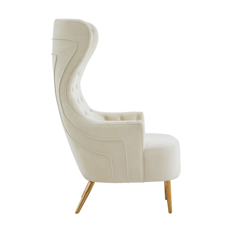 Velvet Wingback Chair, Cream Velvet