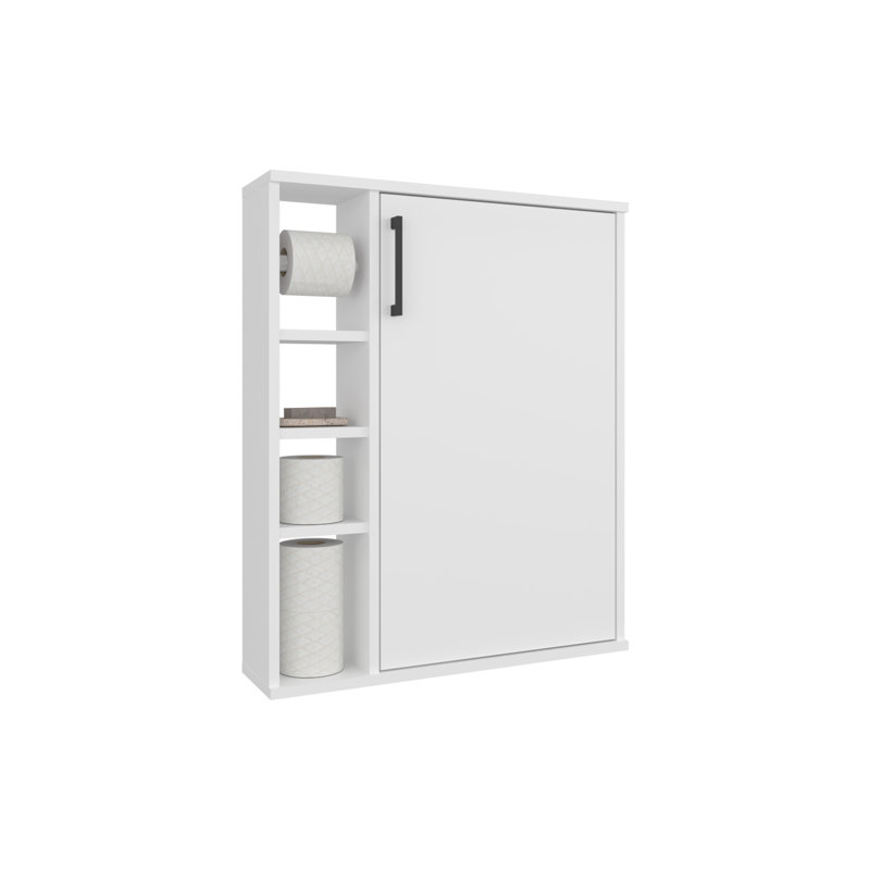 Armoire à pharmacie Clayton, 1 porte, 7 tablettes, blanc - Salle de bain