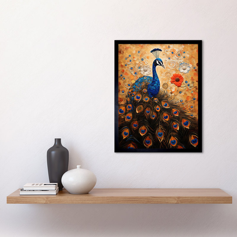 Peacock Bird Gustav Klimt Style - Single Picture Frame Print