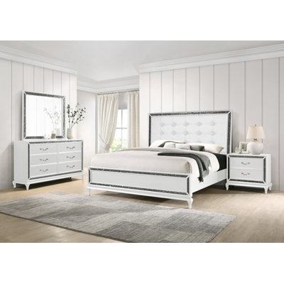 Ensemble de chambre à coucher 5 pièces plateforme rembourrée Vredenburgh