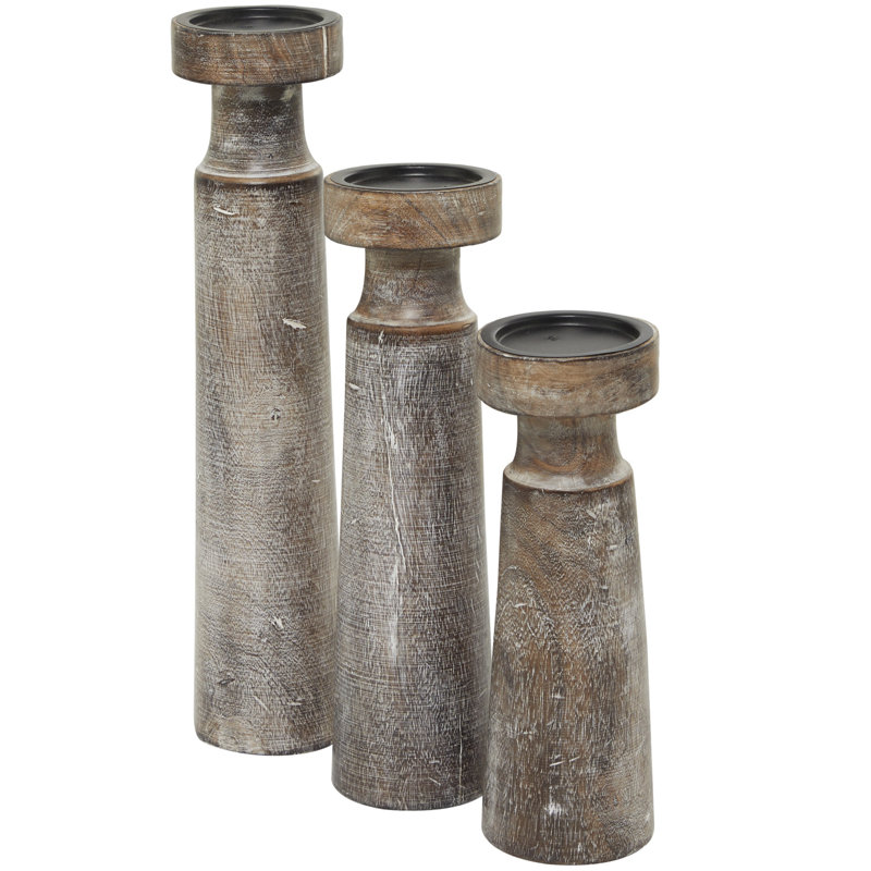 18'' H Wood Tabletop Candlestick