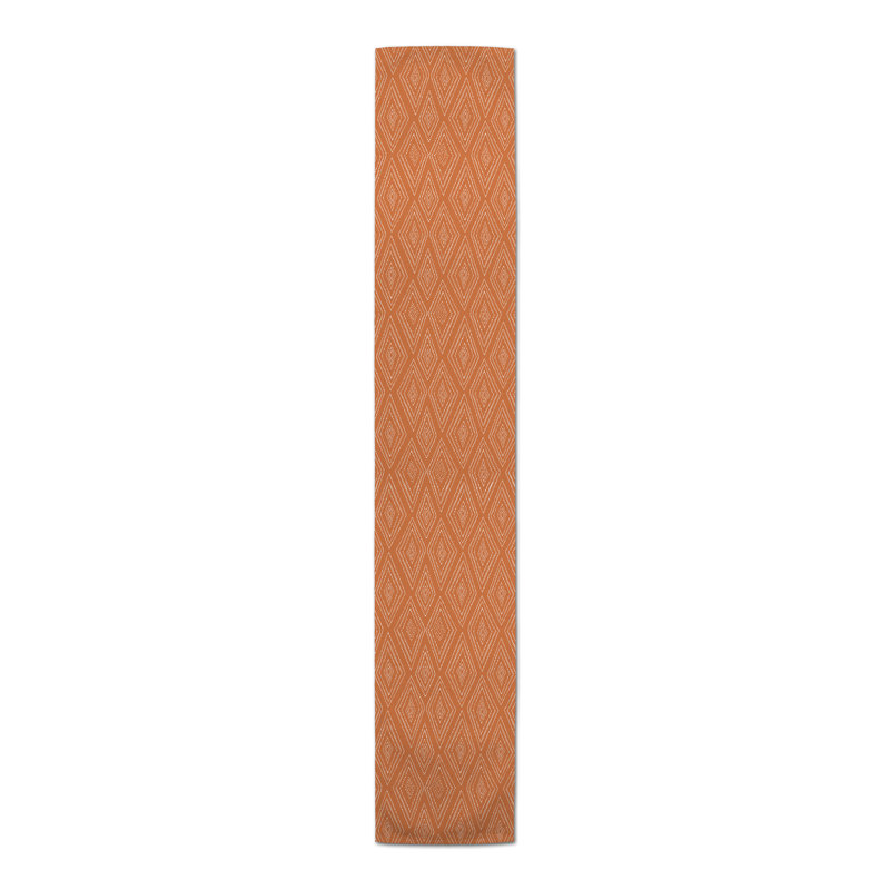 Collynn Rectangle Geometric Polyester Table Runner, 90" x 16", Orange