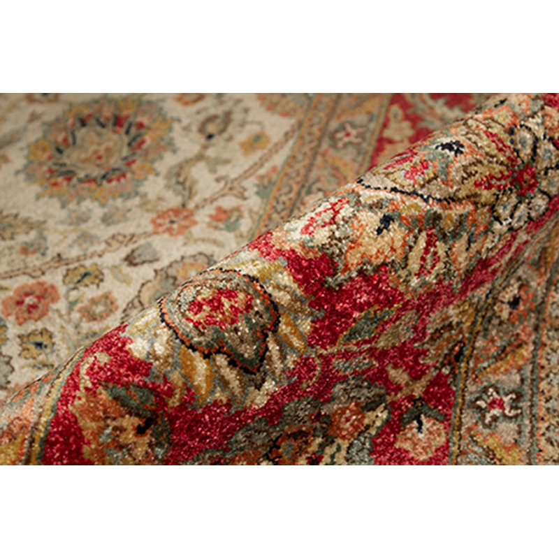 Tapis ivoire et rouge noué à la main de haute qualité