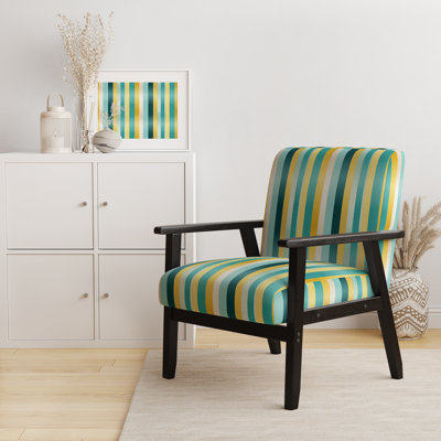 Fauteuil décoratif moderne et contemporain en velours vert et jaune Harmony I - Velours