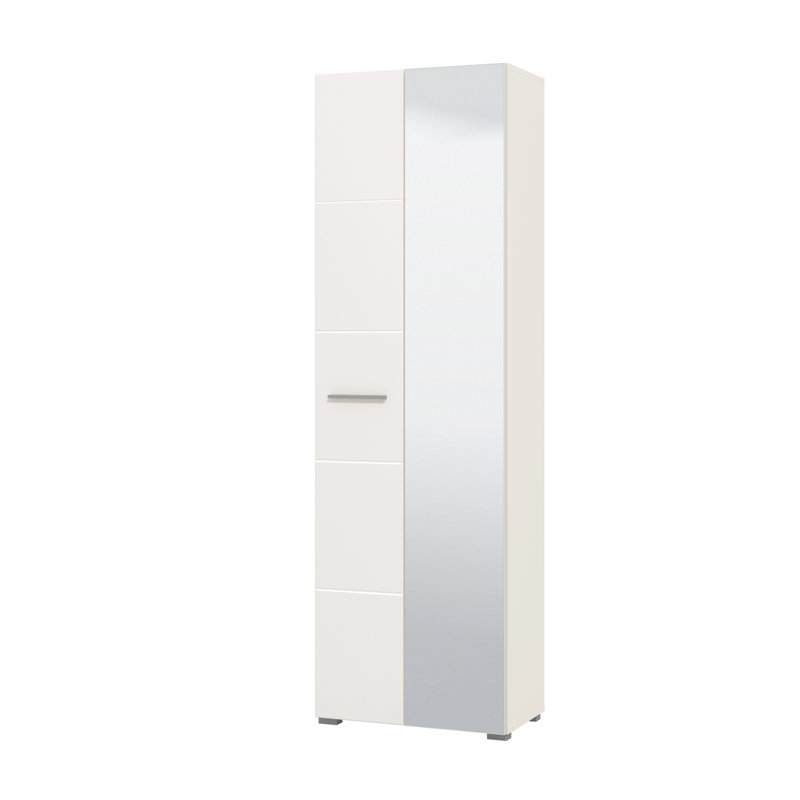 Jasdeep 2 Door Manufactured Wood Wardrobe, White/White High Gloss