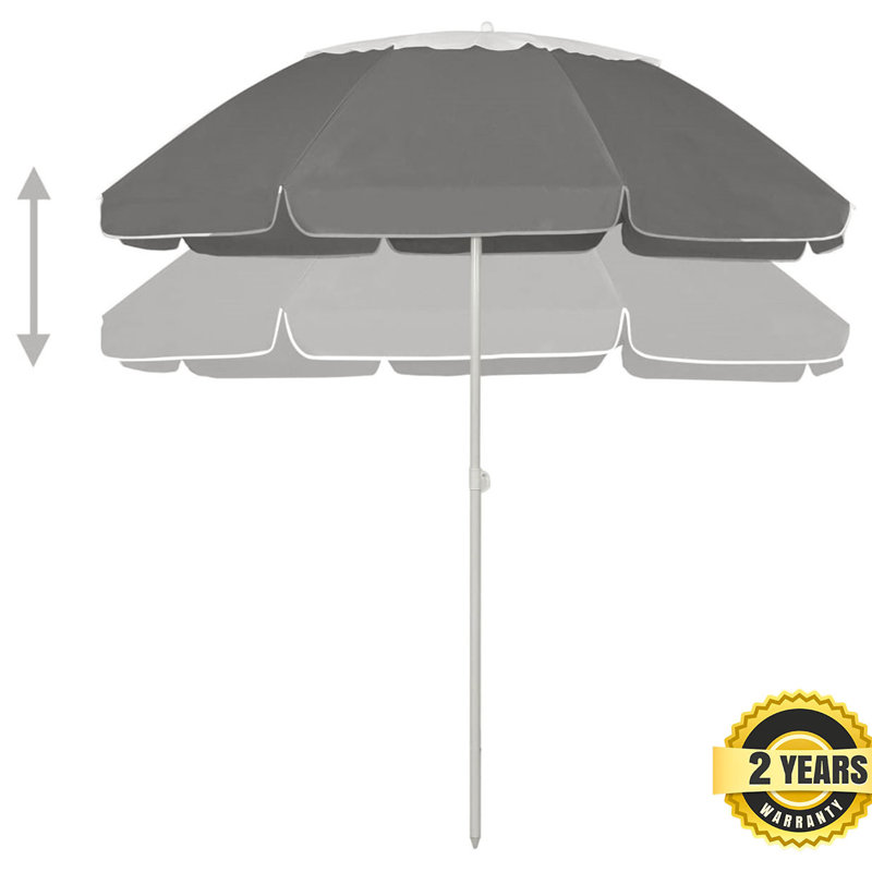 Afsara 265 cm W X 265 cm D Round Beach Parasol, Anthracite