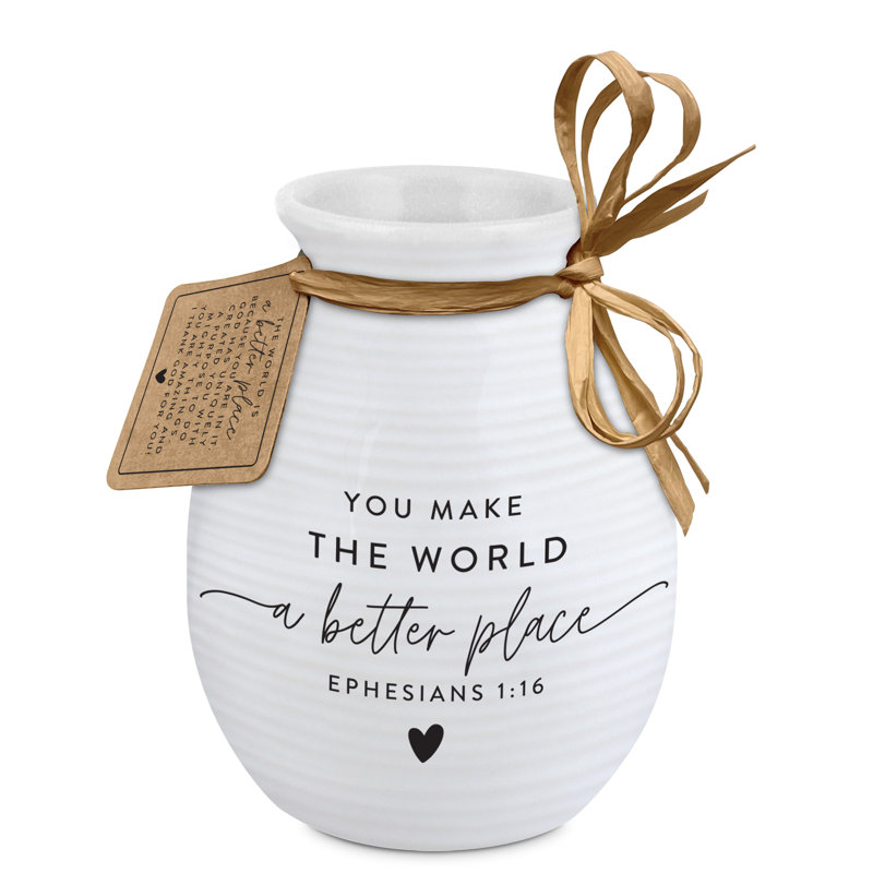 Vase Jagtar texturé «You Make The World Better»