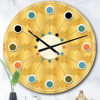 Horloge murale dorée I - Mid-Century