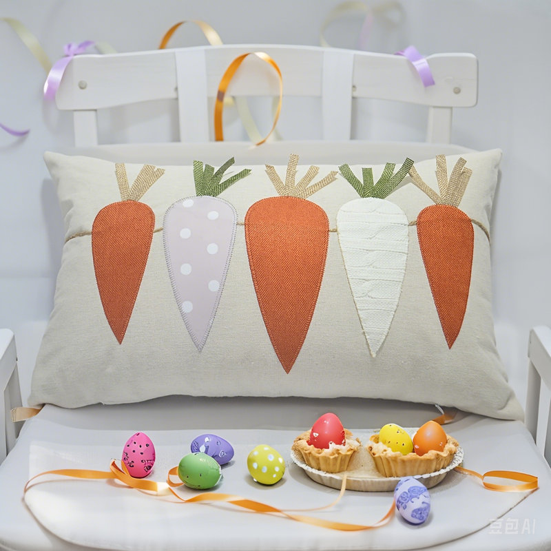 Housses de coussin de Pâques 12 x 20 pouces - 5 taies d'oreiller décoratives de printemps brodées carottes, tissu de coton doux avec fermeture à glissière cachée pour le canapé et la décoration intérieure