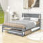 Lit plateforme double en bois avec lit gigogne Daryna-360992696