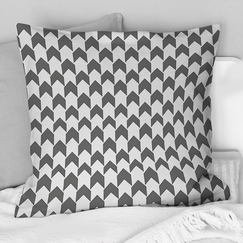 Gris moderne pied-de-poule moderne - coussin décoratif, H 16 po x l 16 po