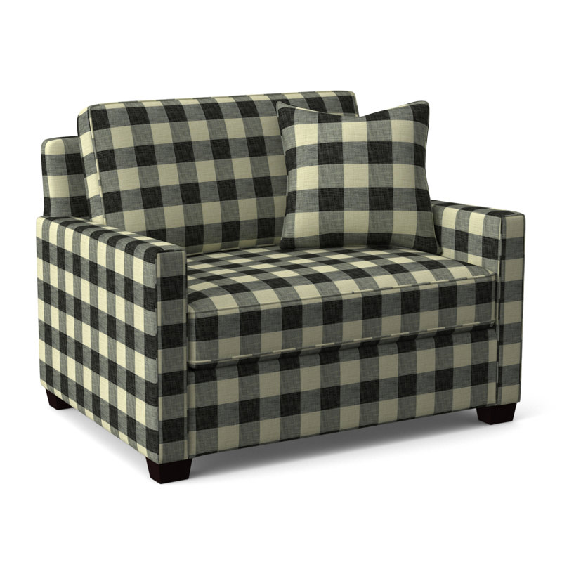 Nicklaus Sleeper Sofa, Java Finish, Black Buffalo Check; 0120-81, 5" Innerspring Mattress