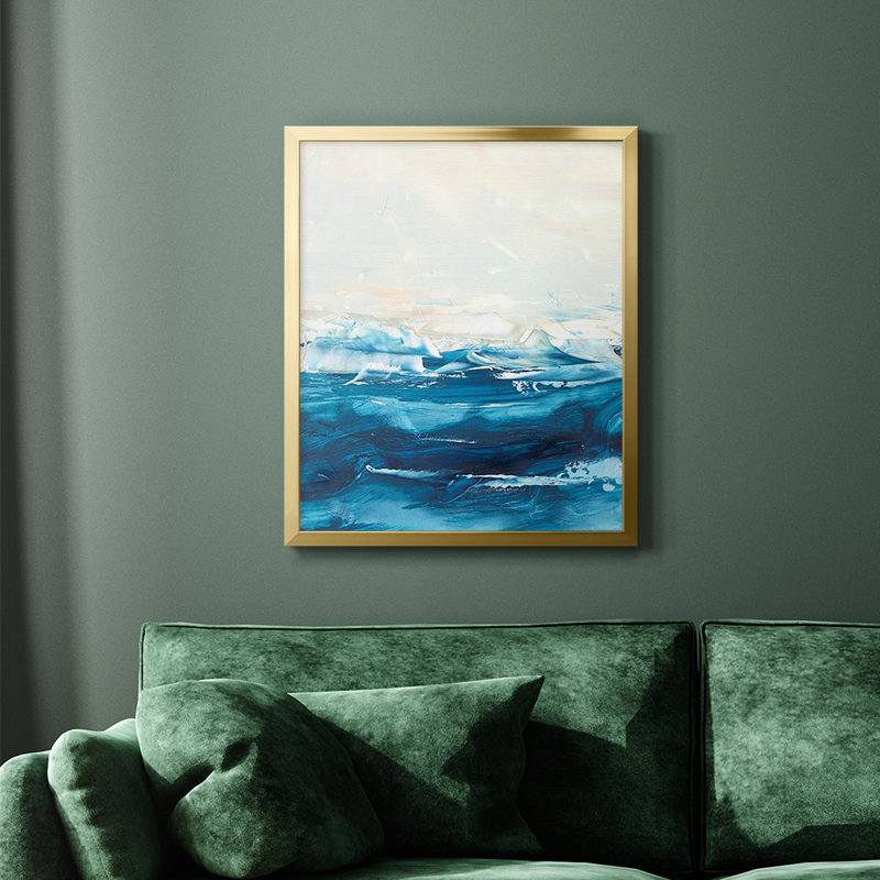 Vague après vague II, toile encadrée de qualité supérieure - prête à être accrochée, Or, H 20 po x l 16 po