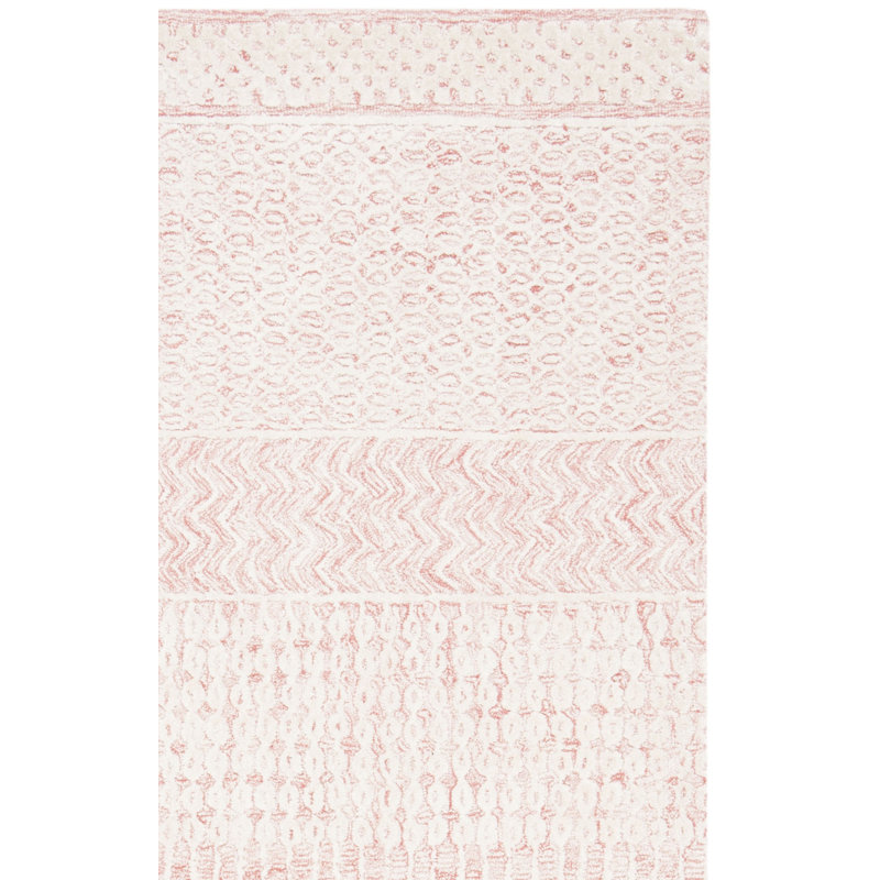 Tapis rose pâle en laine et viscose touffeté à la main Caudill, Rectangle 8 pi x 10 pi