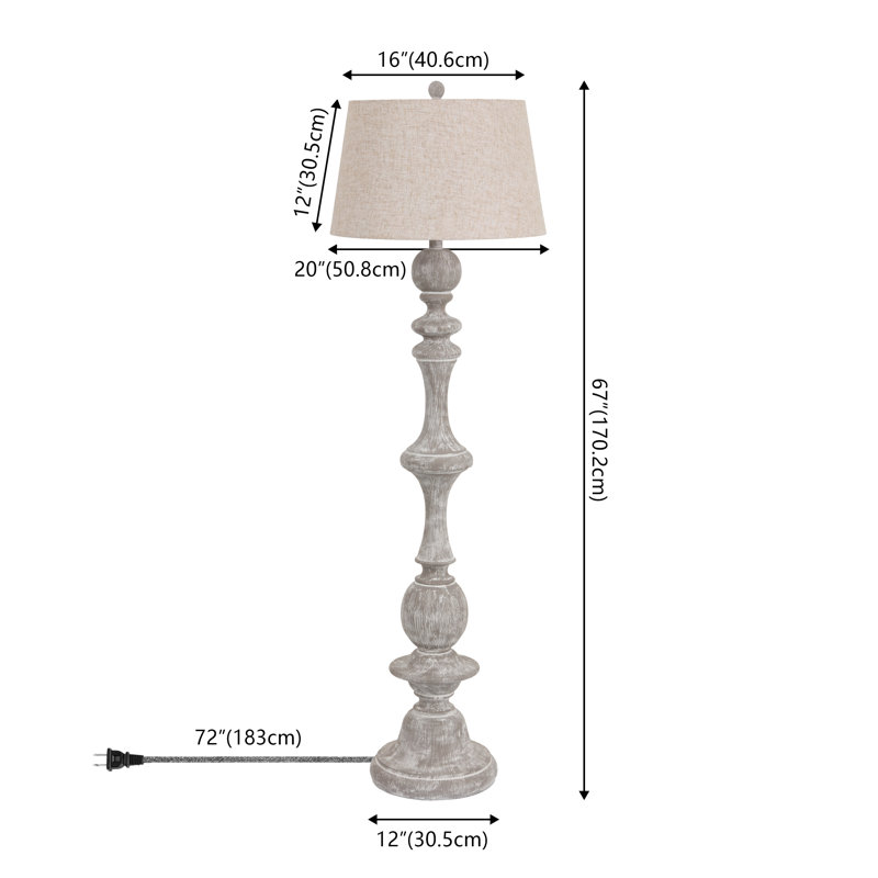 Lampe sur pied à DEL en résine 67 po Capel, Gris délavé