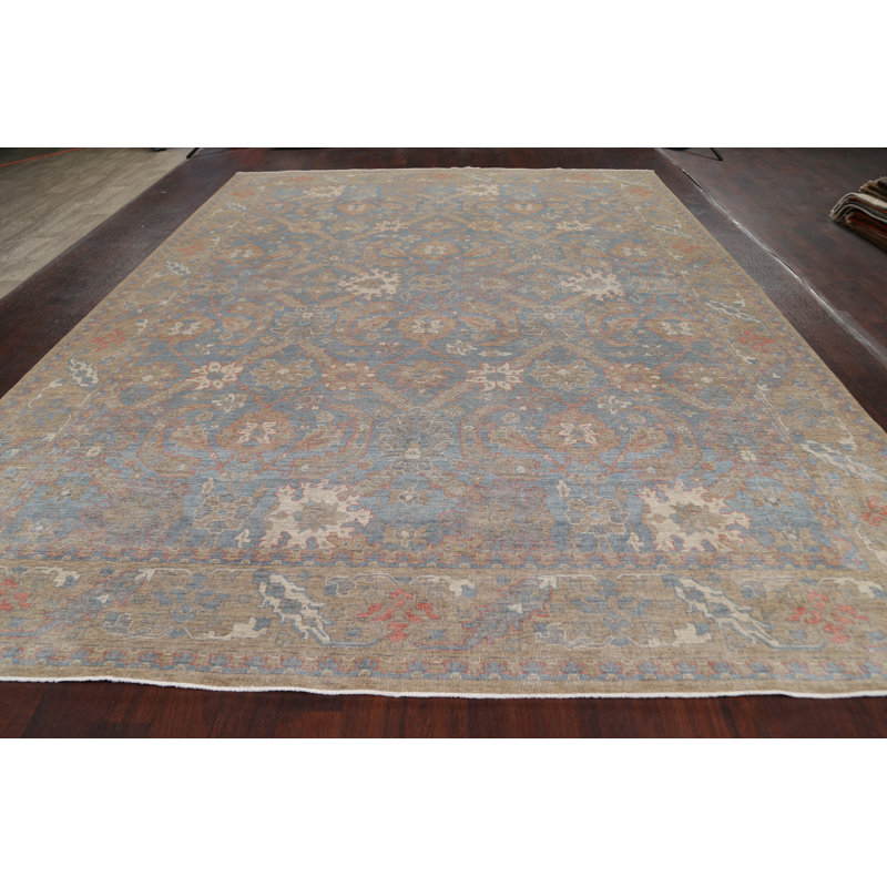Tapis beige / bleu clair en laine Ziegler