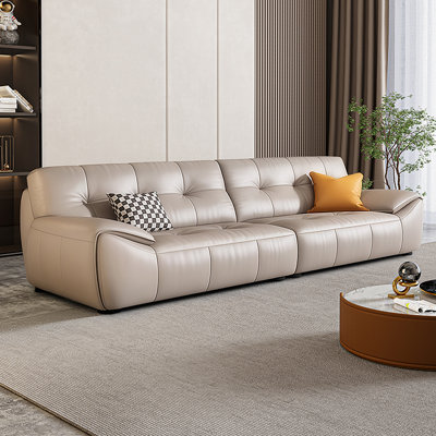 Khaki Genuine Leather Modular Sofa cushion couch