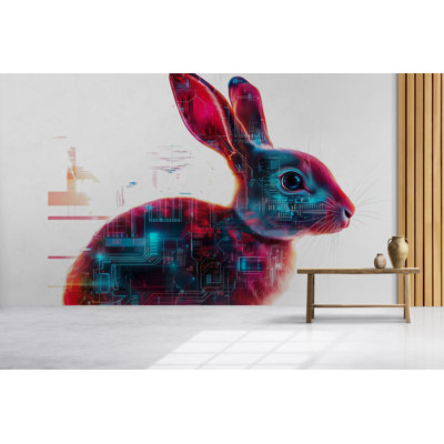 Art mural lapin Cyberpunk, décor de lapin futuriste 373Mv