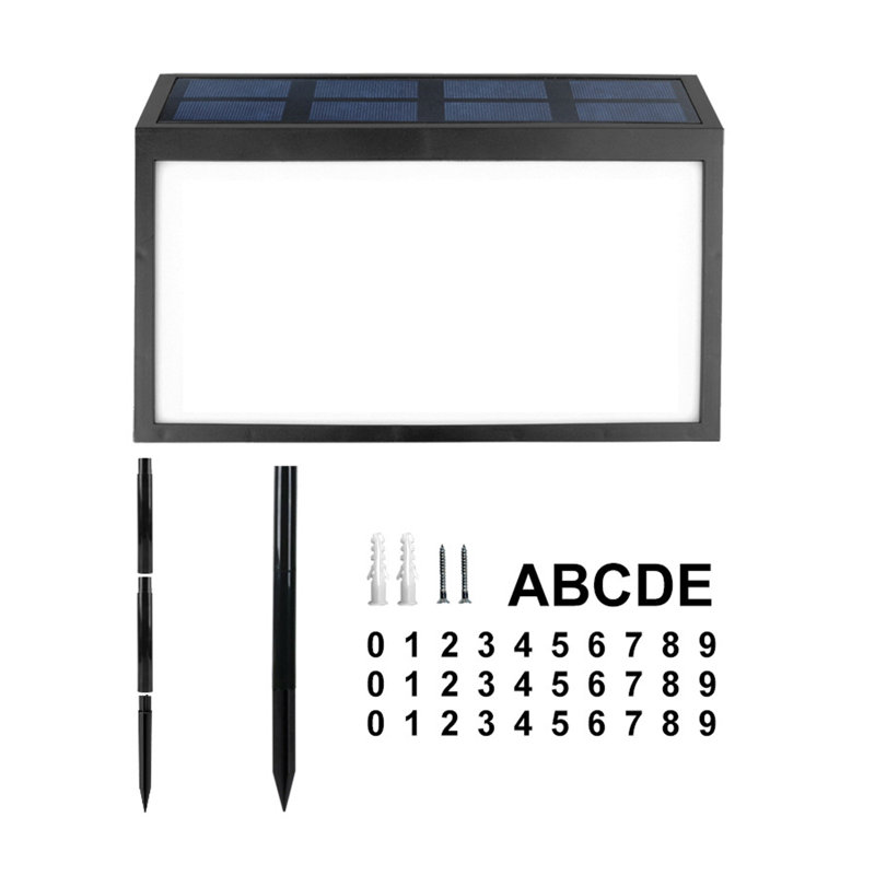Éclairage de plaque d'adresse de porte à énergie solaire à DEL, B