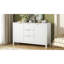 Cabinet d'entrée avec design Wave - 3 tablettes réglables, 3 tiroirs et portes à fermeture douce, console de rangement avec poignées en métal, convient pour le bureau, le couloir et le salon-1270594728