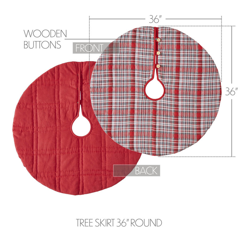 Classic Red and White Plaid Cotton Tree Skirt 36"