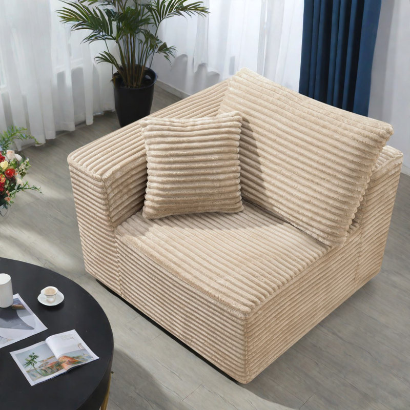 Chaises d'appoint portatives, canapé de plancher moderne en velours côtelé 37,5 pouces Camel
