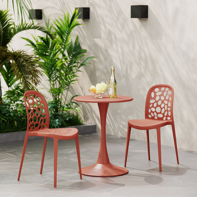 Ensemble repas d'extérieur rond, Rouge
