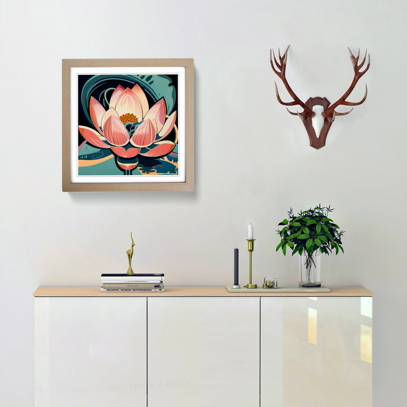 Lotus Flower Constructivism No.3 - Framed Print, Oak