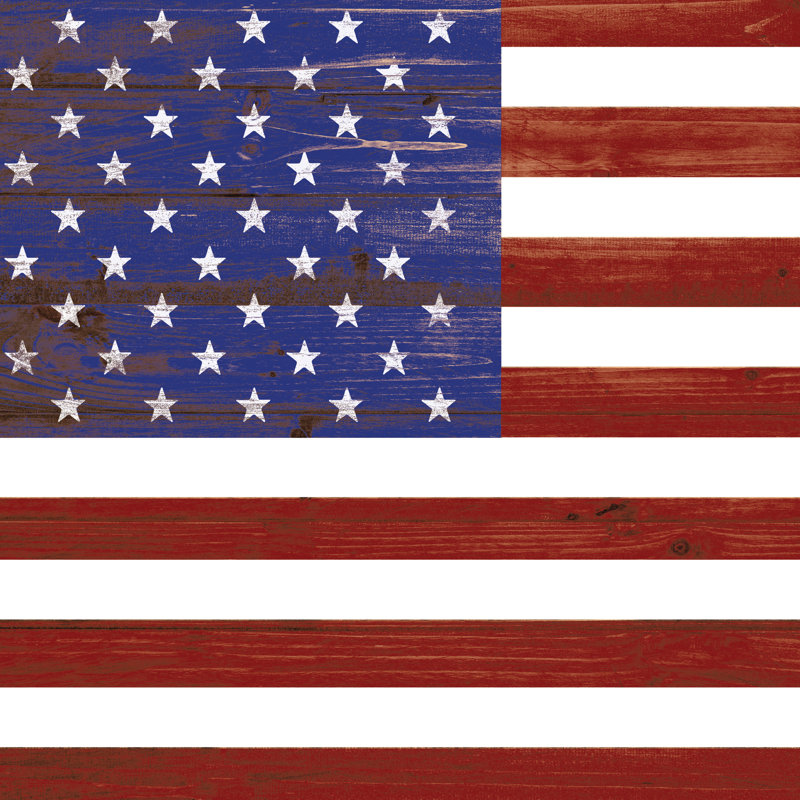 Wood Distressed Flag - Wrapped Canvas Painting, 30cm H x 30cm W