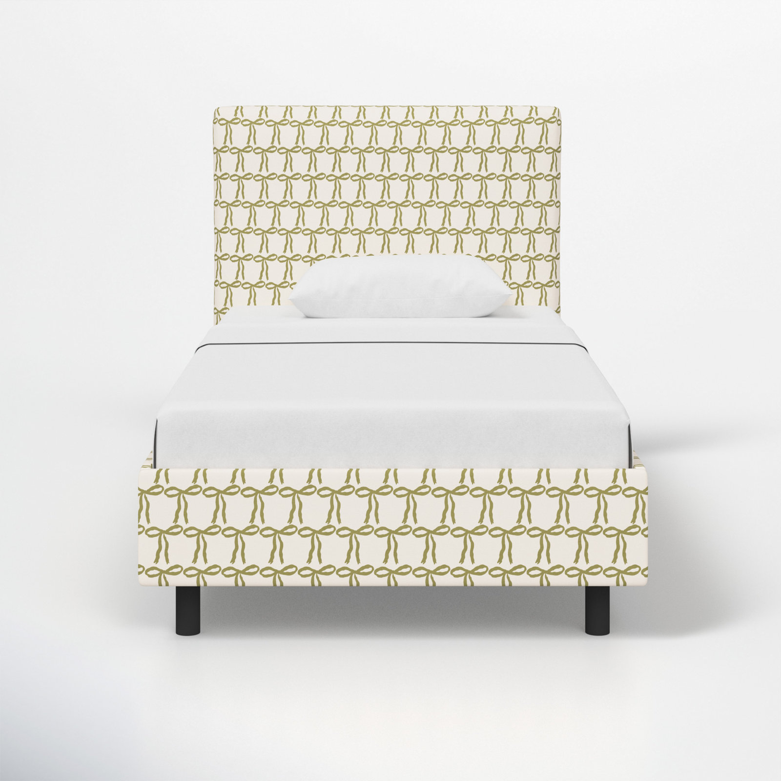 Sawyer Upholstered Platform Bed, Full, Dainty Bows Sage