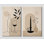 Très grand ensemble de 2 vin minimaliste et bougie, art au trait neutre, décoration murale de salle à manger 24 x 36 pouces - prêt à être accroché
